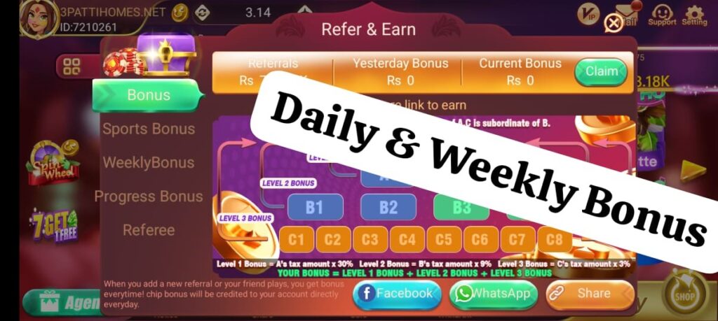 Daily and weekly bonus